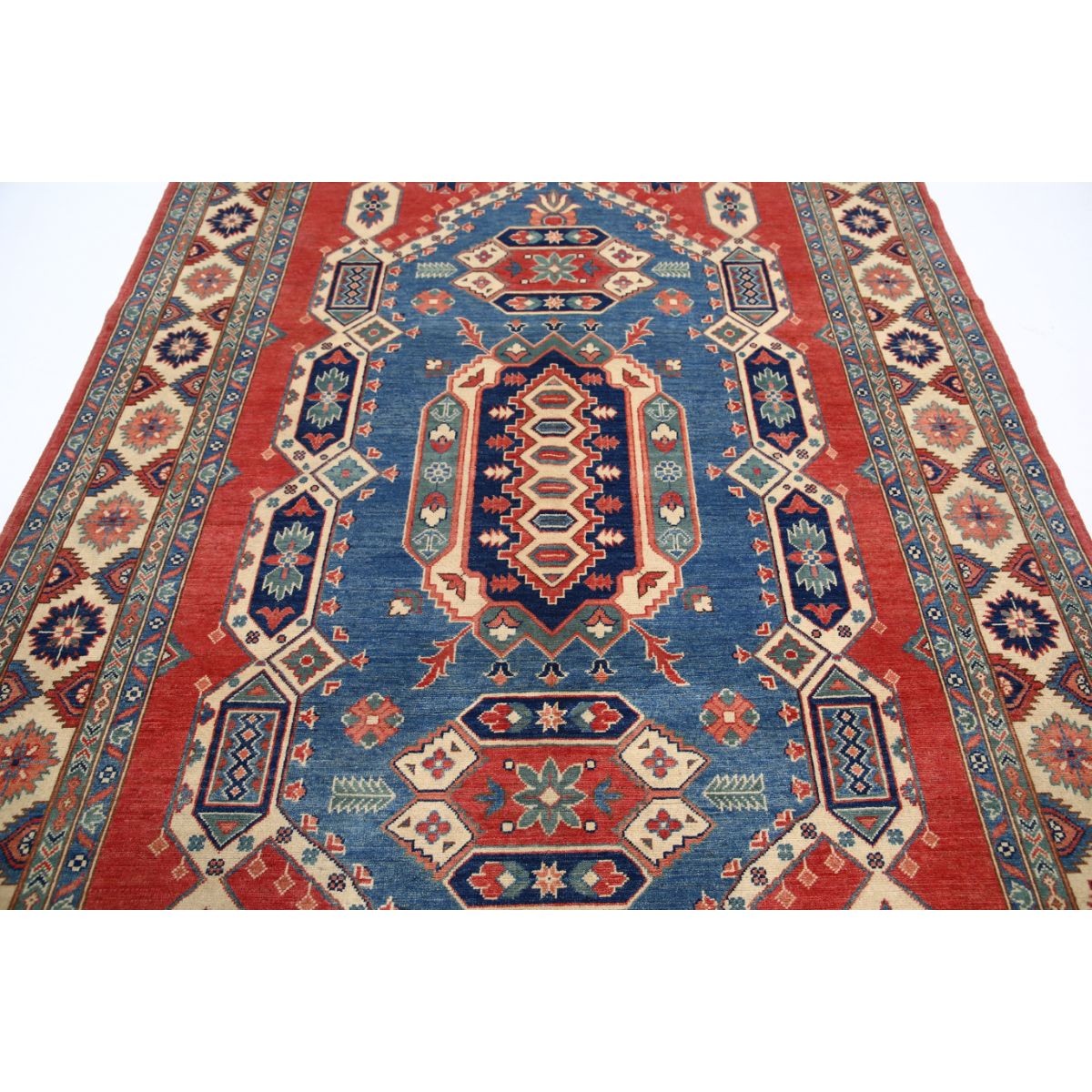 Kazak 7x10 Handmade Double Knotted Washable Wool Rug - Colorful