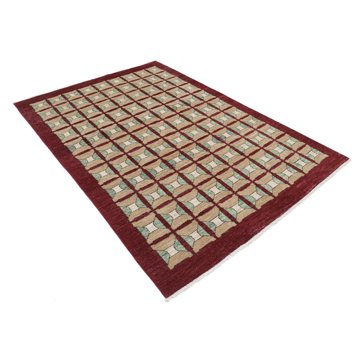 Modcar 5x5 Handmade Double Knotted Washable Wool Rug - Colorful