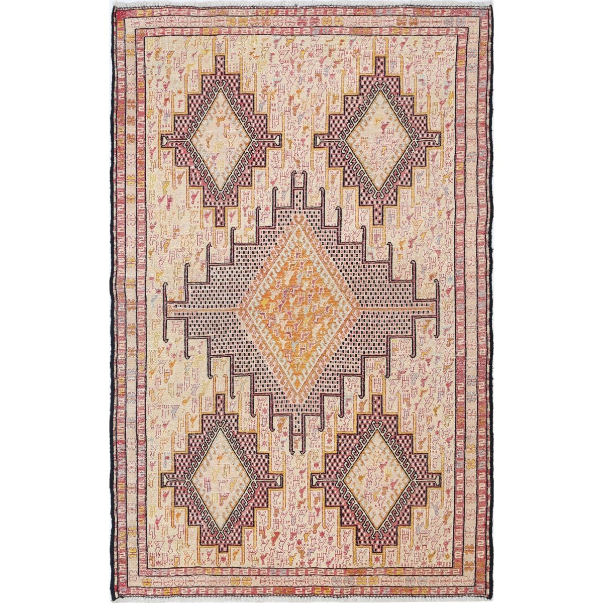 Silki 4x6 Hand Woven Washable Silk Rug - Colorful