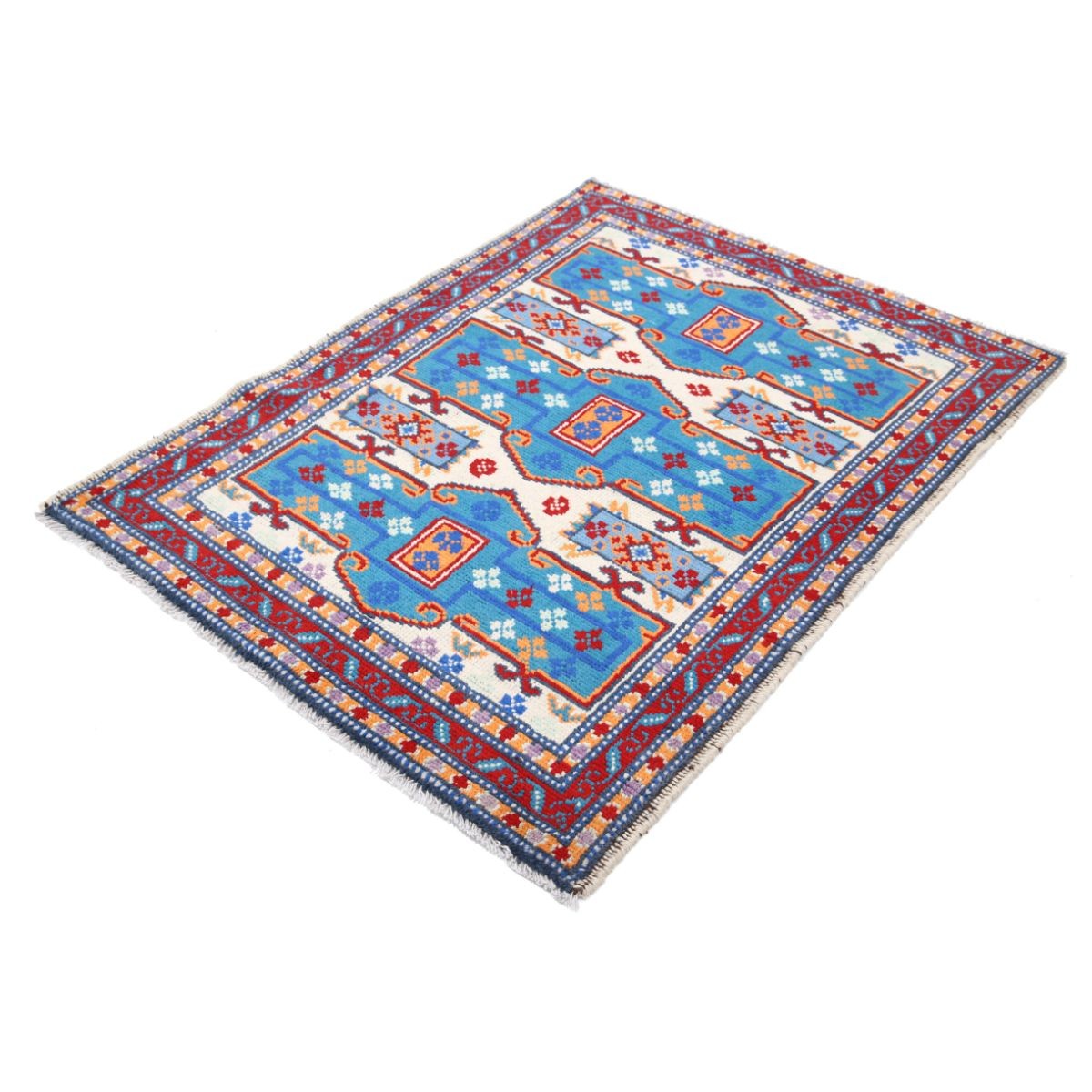Revival 4x5 Handmade Double Knotted Washable Wool Rug - Colorful