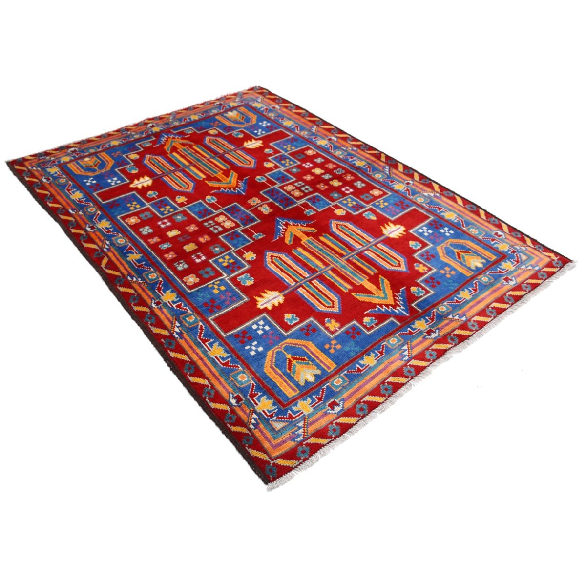 Revival 5x7 Handmade Double Knotted Washable Wool Rug - Colorful