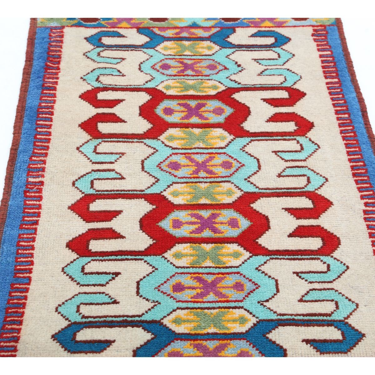 Revival 3x4 Handmade Double Knotted Washable Wool Rug - Colorful