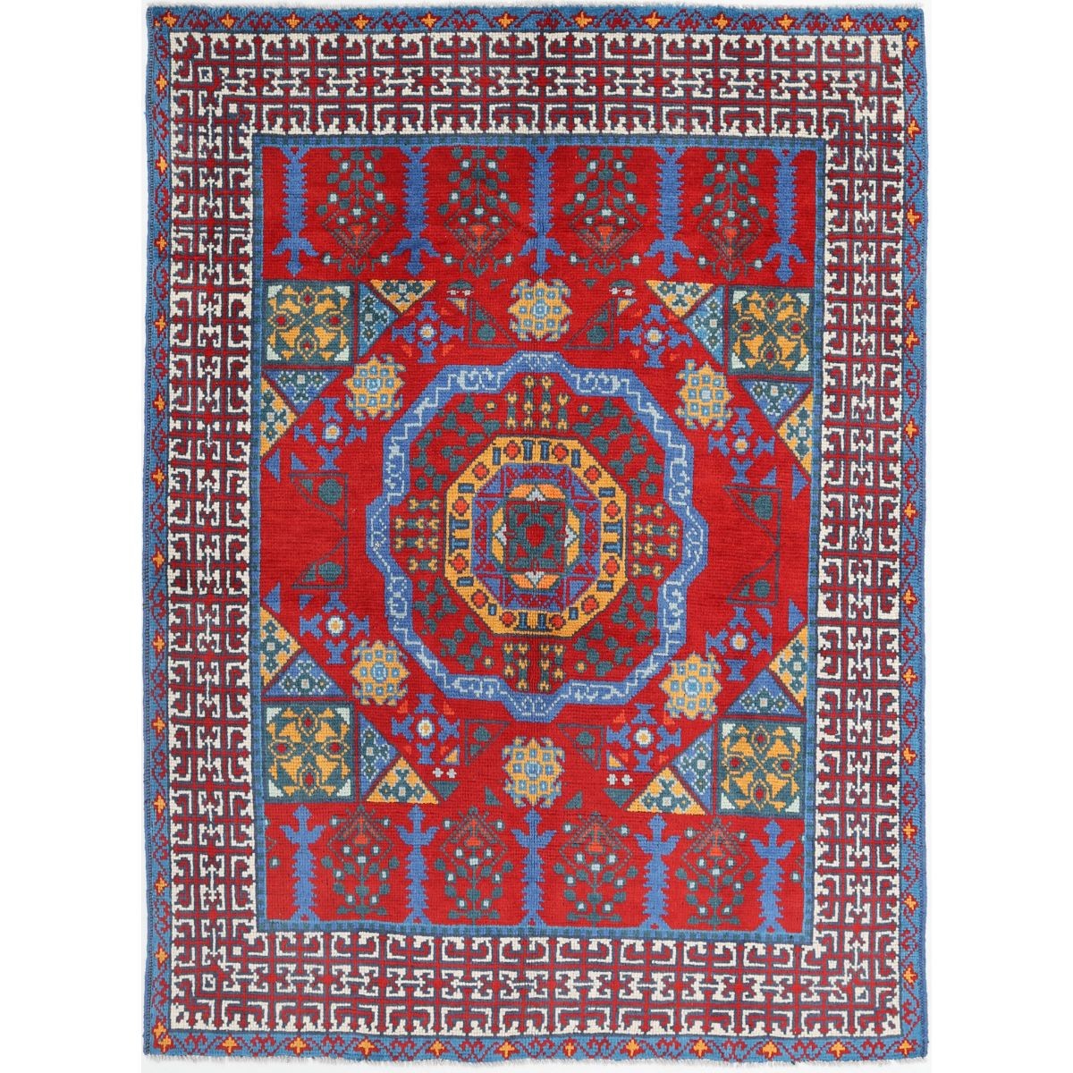 Revival 5x7 Handmade Double Knotted Washable Wool Rug - Colorful