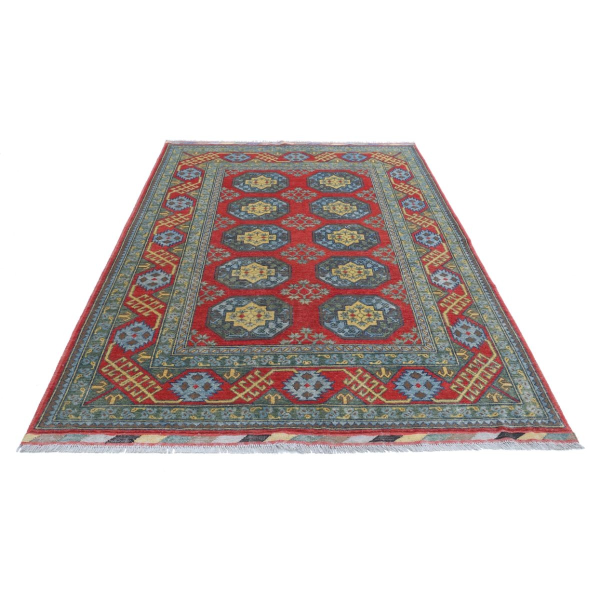 Revival 6x8 Handmade Double Knotted Washable Wool Rug - Colorful