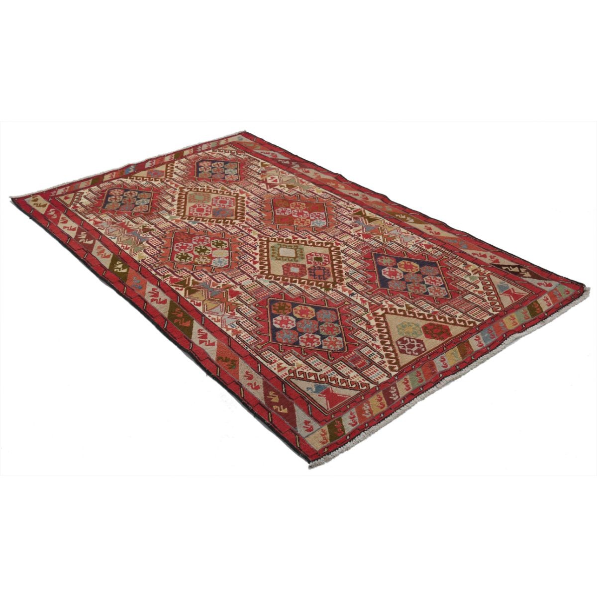 Silki 4x7 Hand Woven Washable Silk Rug - Colorful