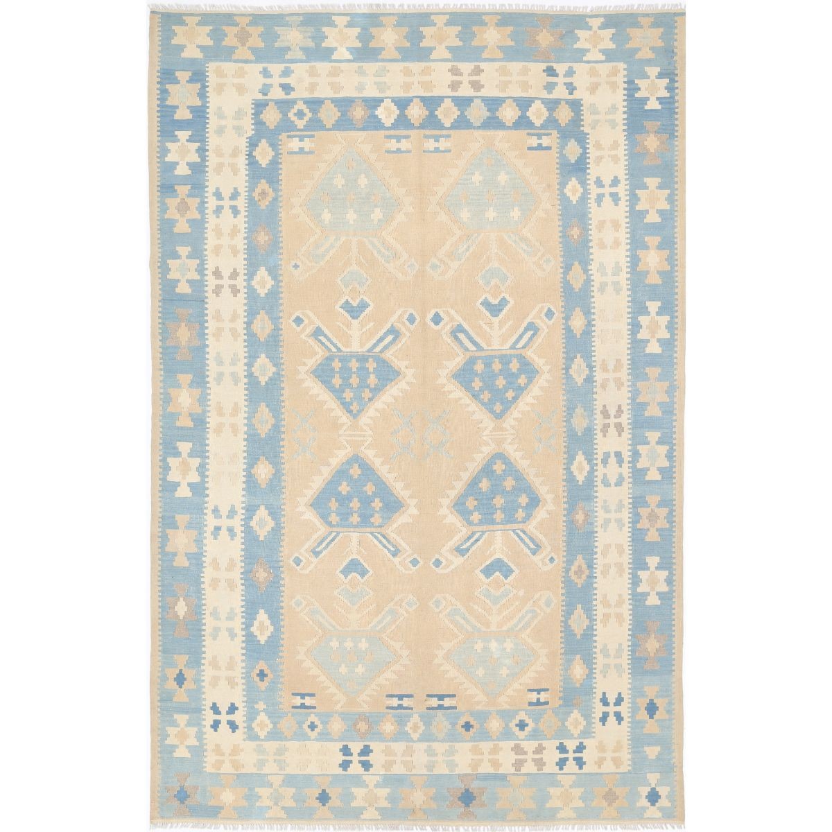 Kafkaas 7x10 Hand Woven Washable Wool Rug - Soft Hues