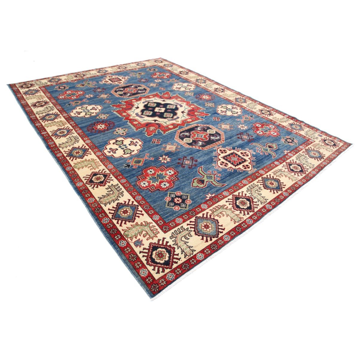 Kazak 8x11 Handmade Double Knotted Washable Wool Rug - Colorful