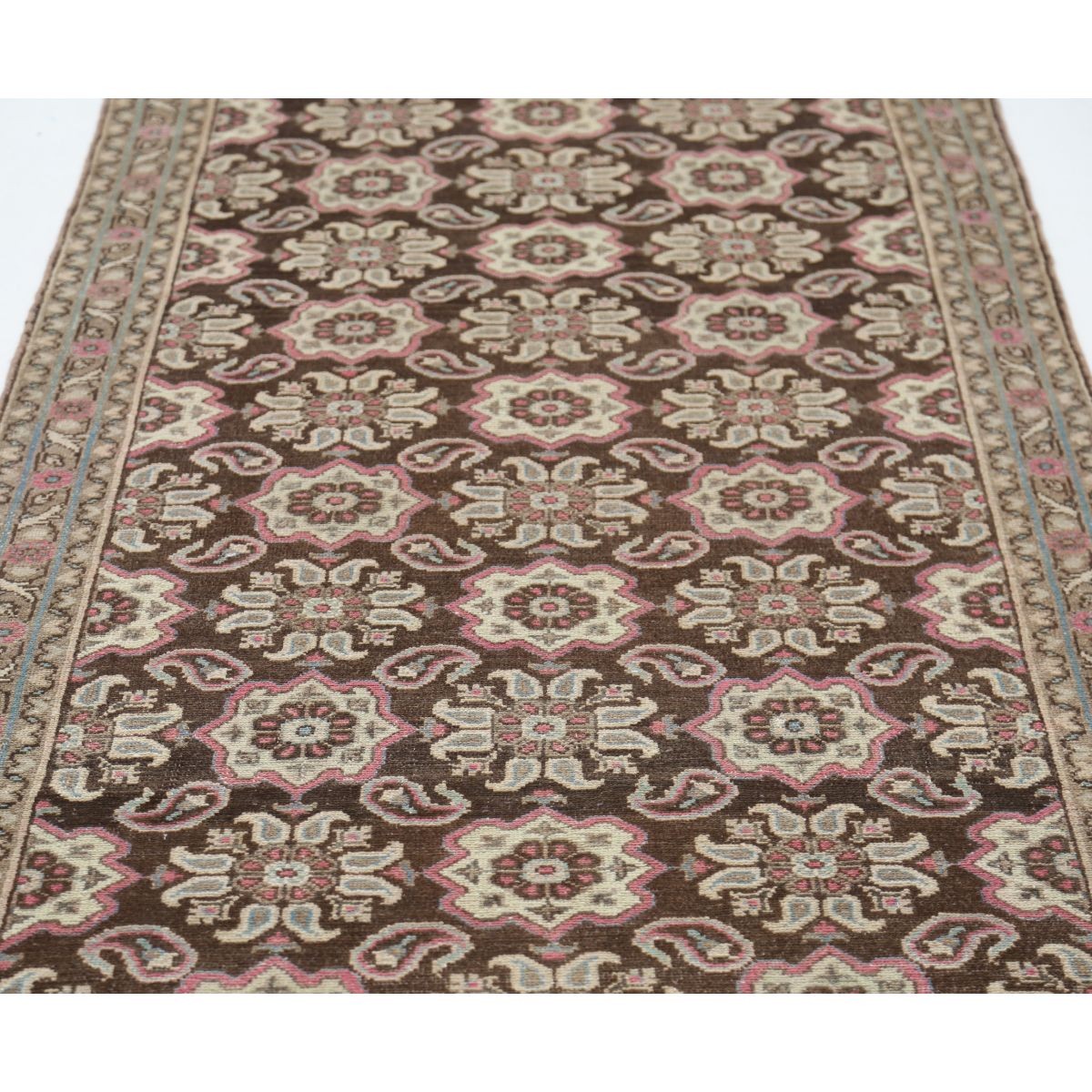 Vintage 4x13 Handmade Double Knotted Washable Wool Runner - Soft Hues