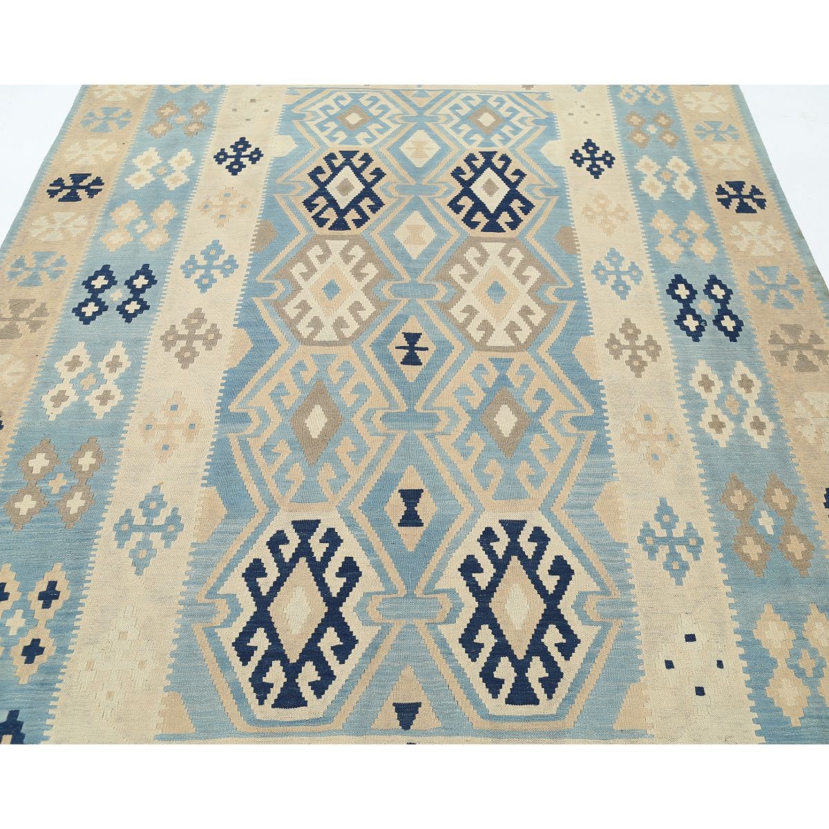 Kafkaas 7x10 Hand Woven Washable Wool Rug - Soft Hues