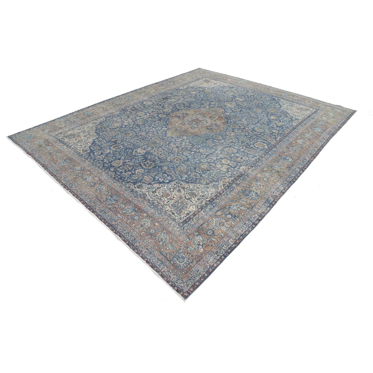 Vintage 9x11 Handmade Double Knotted Washable Wool Rug - Soft Hues