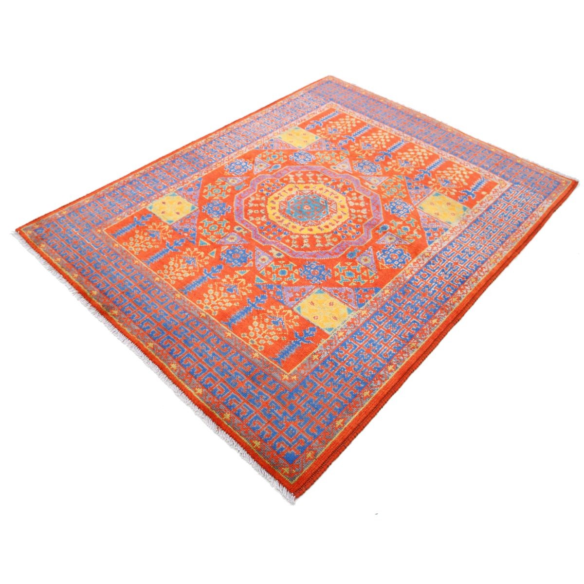 Revival 5x6 Handmade Double Knotted Washable Wool Rug - Colorful