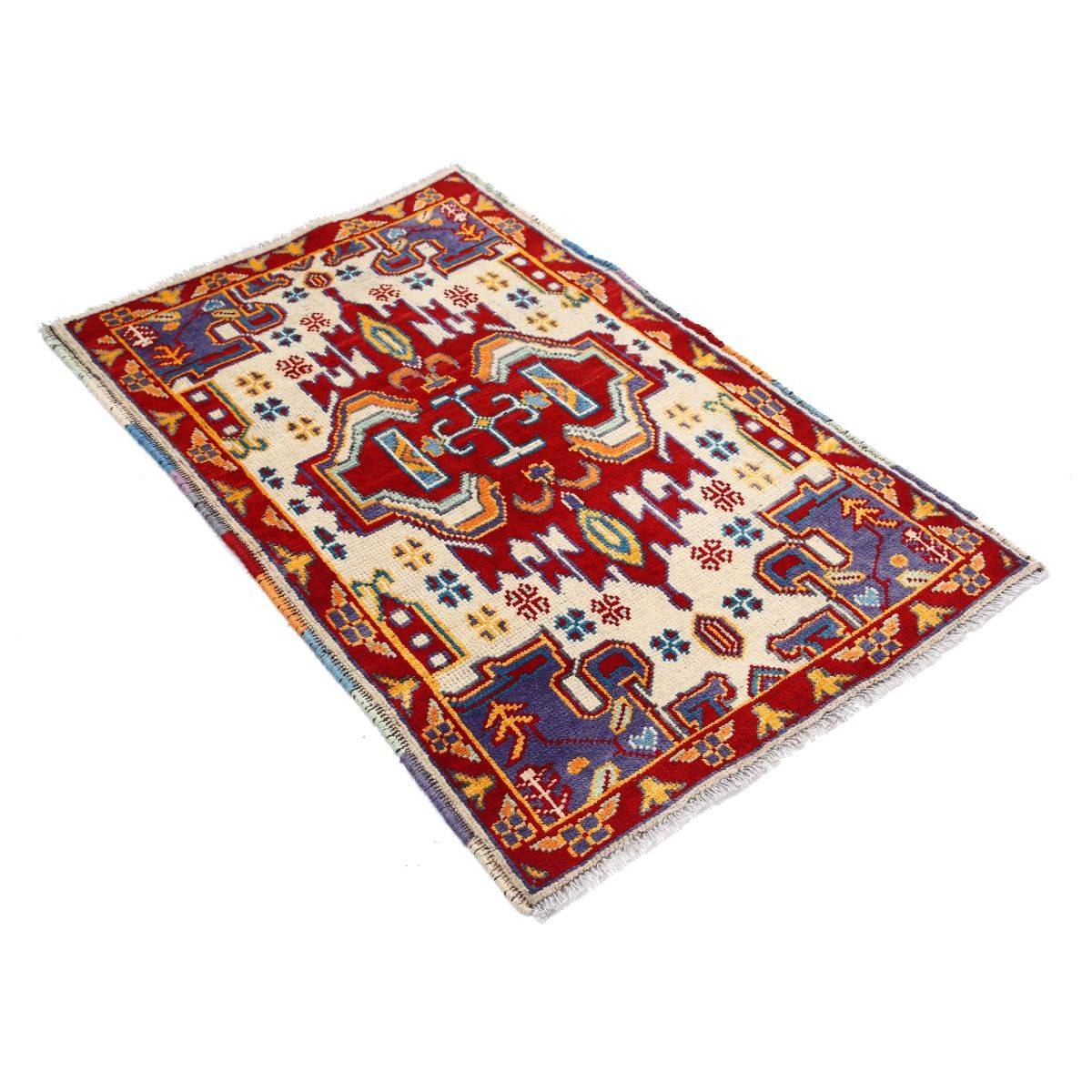 Revival 3x4 Handmade Double Knotted Washable Wool Rug - Colorful