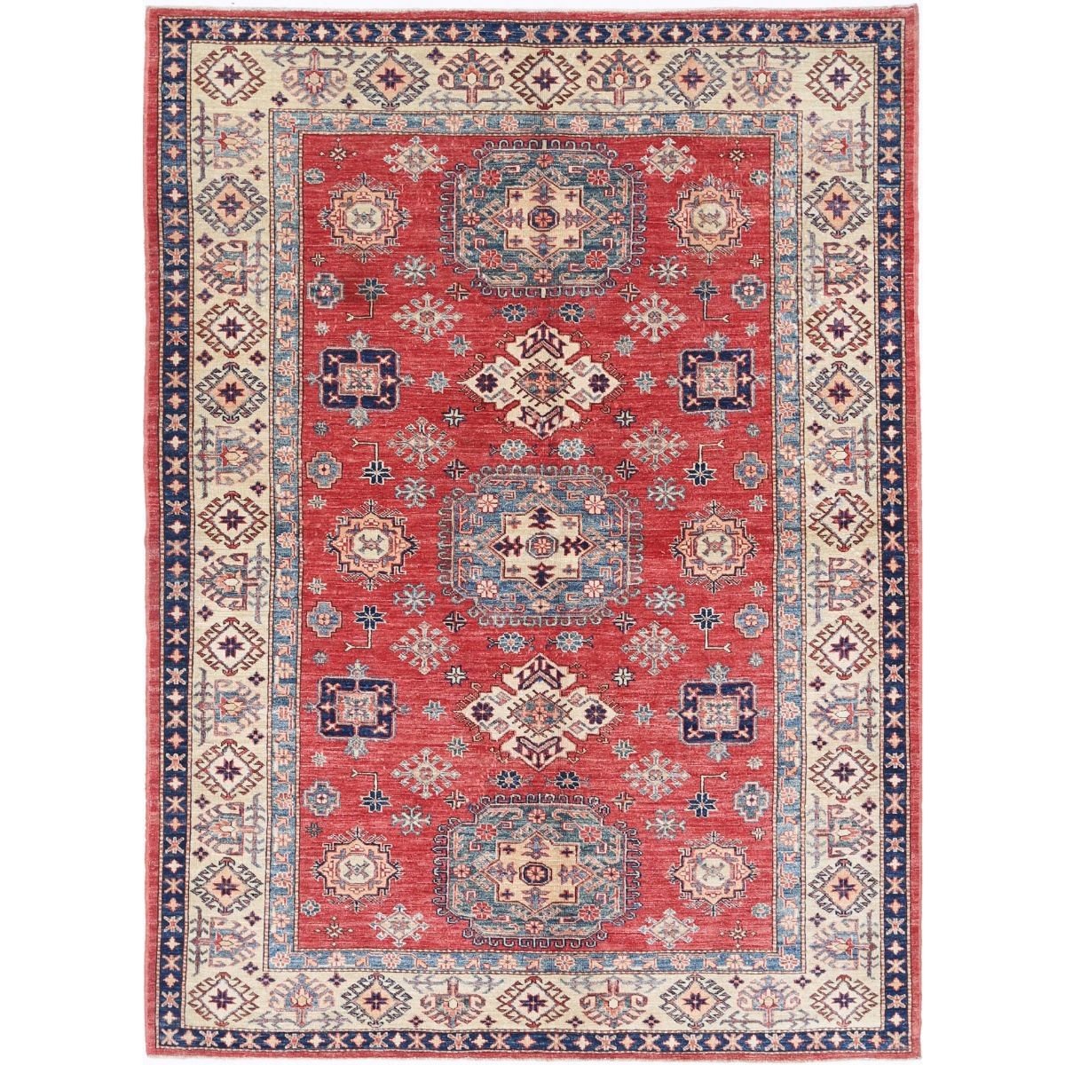 Kazak 6x8 Handmade Double Knotted Washable Wool Rug - Colorful