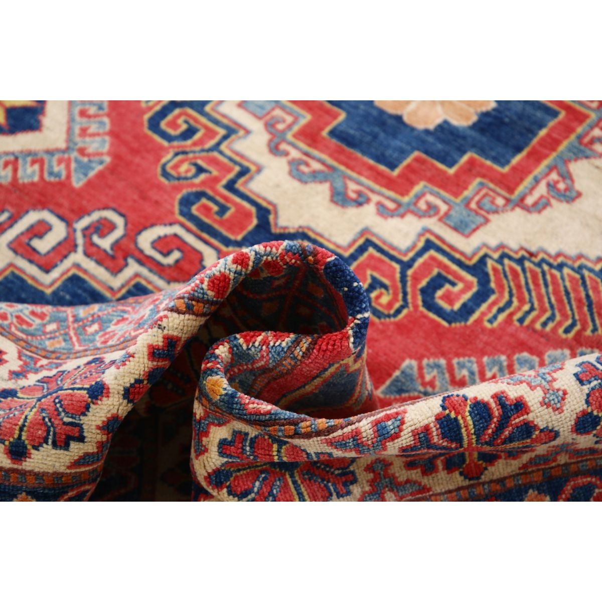 Kazak 7x9 Handmade Double Knotted Washable Wool Rug - Colorful