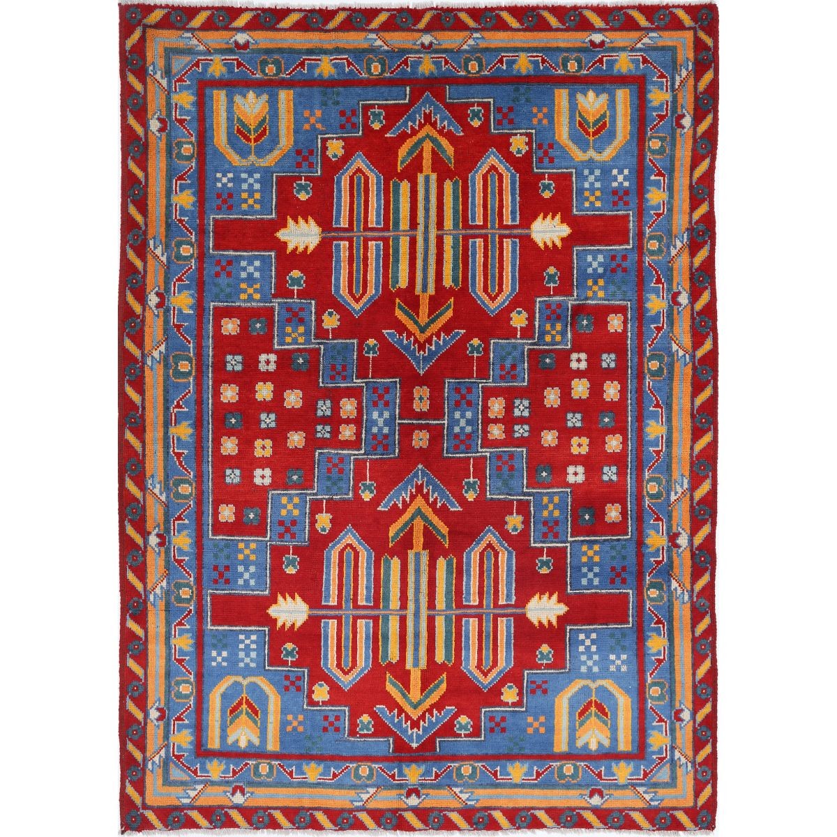 Revival 6x8 Handmade Double Knotted Washable Wool Rug - Colorful
