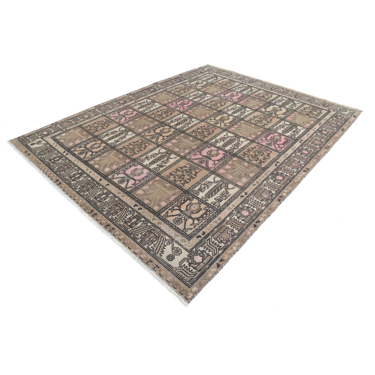 Vintage 8x9 Handmade Double Knotted Washable Wool Rug - Soft Hues