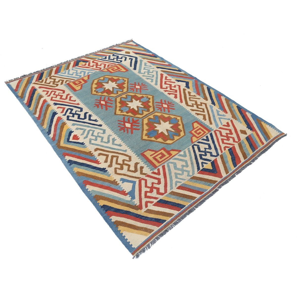 Kafkaas 5x7 Hand Woven Washable Wool Rug - Colorful