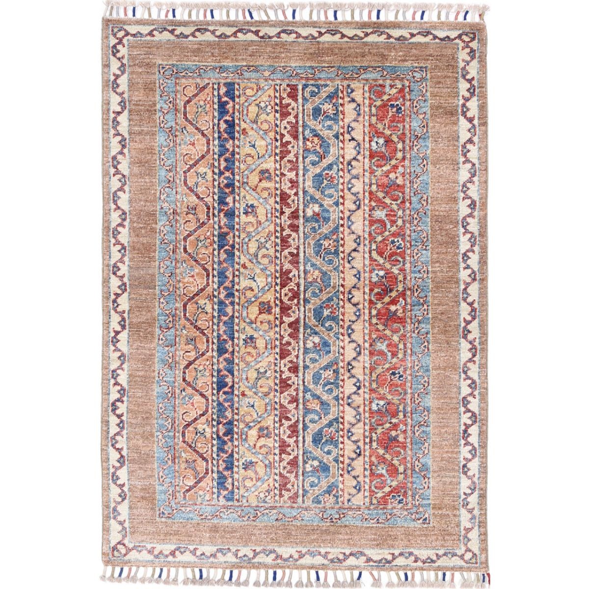 Shaal 3x4 Handmade Double Knotted Washable Wool Rug - Colorful