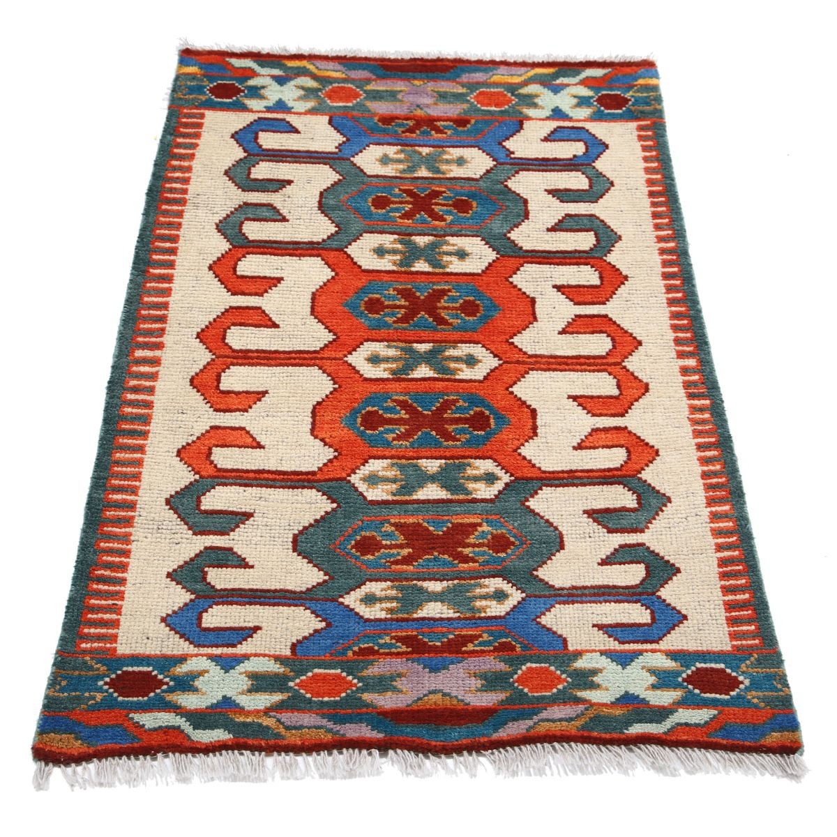 Revival 3x4 Handmade Double Knotted Washable Wool Rug - Colorful