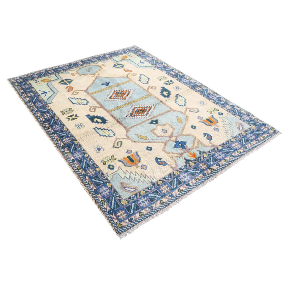 Revival 5x7 Handmade Double Knotted Washable Wool Rug - Colorful