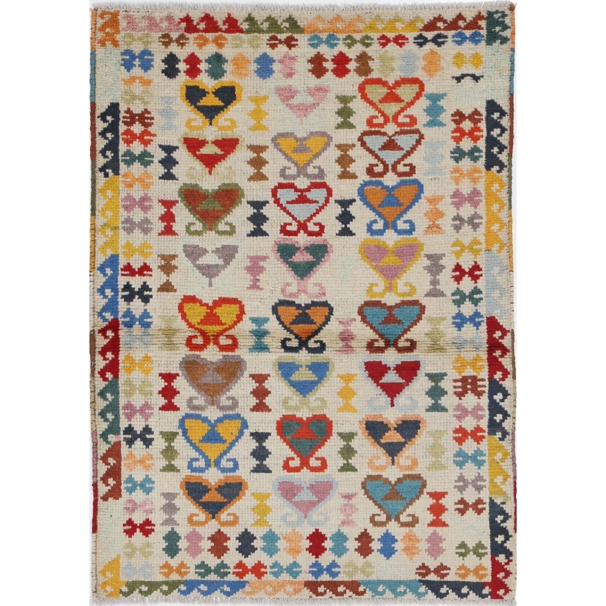 Revival 3x4 Handmade Double Knotted Washable Wool Rug - Colorful