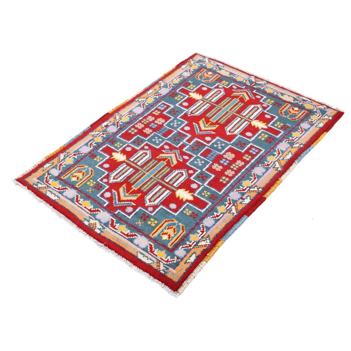 Revival 3x4 Handmade Double Knotted Washable Wool Rug - Colorful