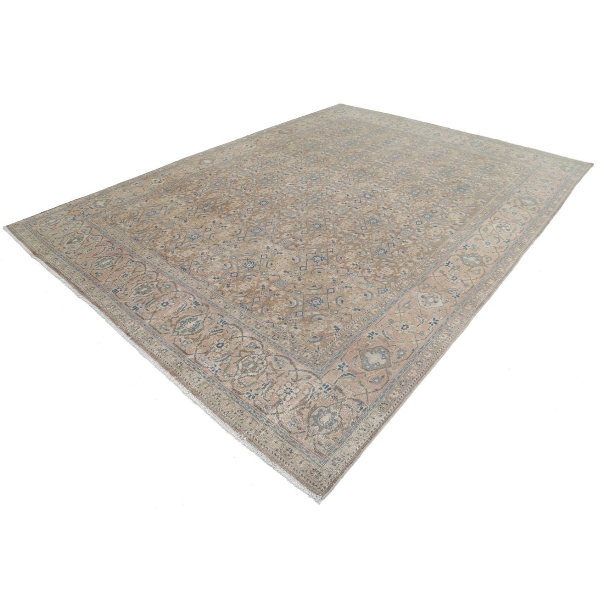 Vintage 9x12 Handmade Double Knotted Washable Wool Rug - Soft Hues