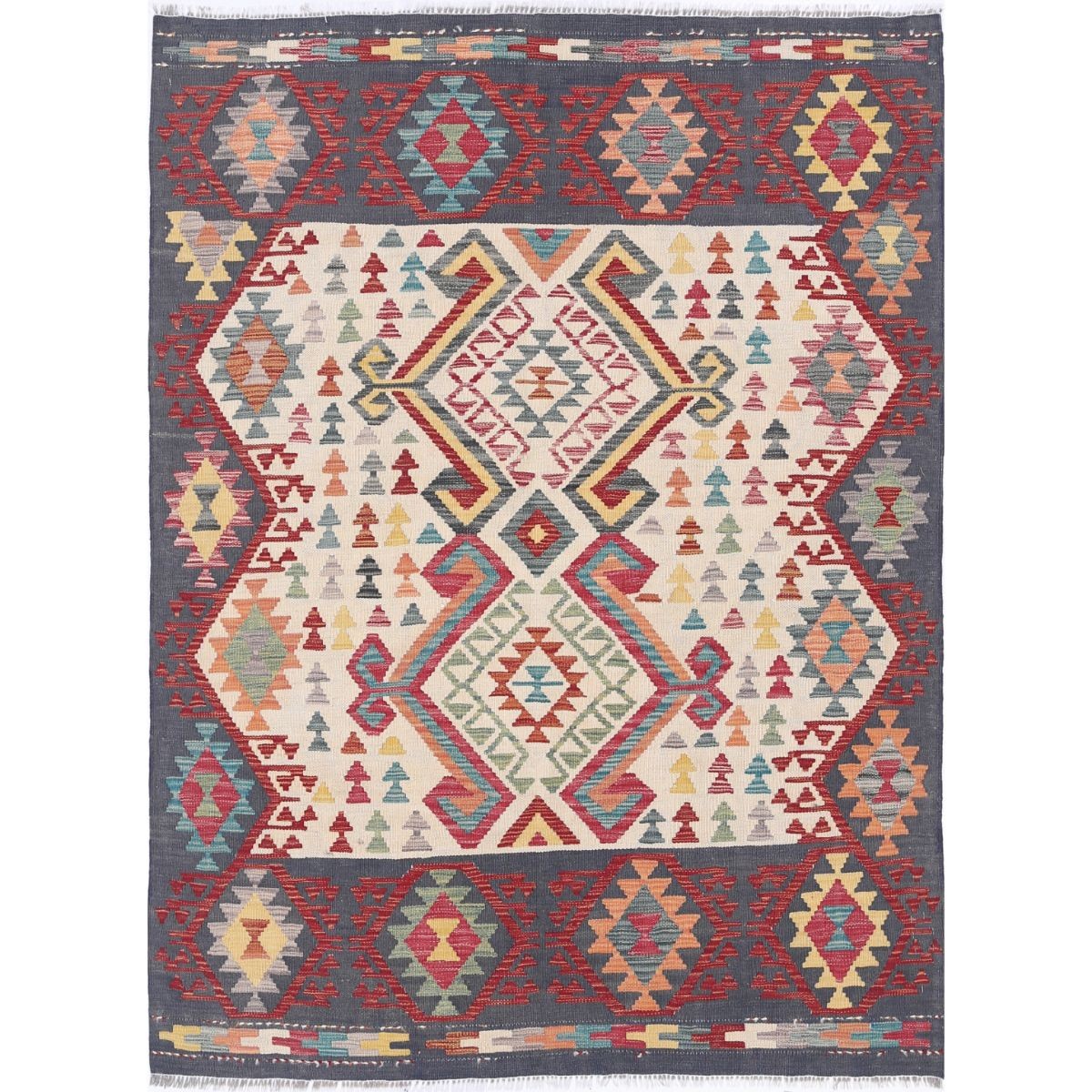 Maimana 5x7 Hand Woven Washable Wool Rug - Colorful