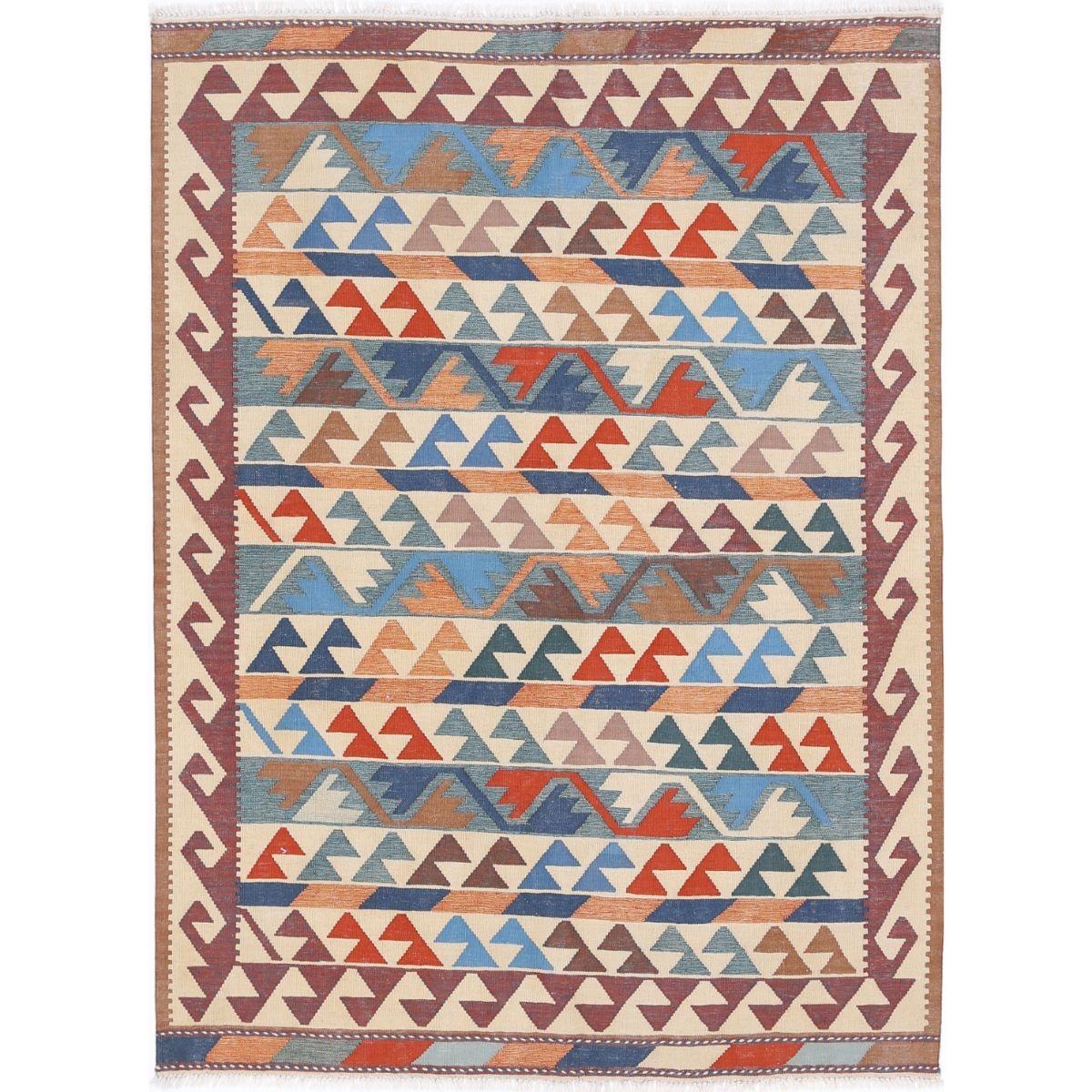 Kafkaas 5x7 Hand Woven Washable Wool Rug - Colorful