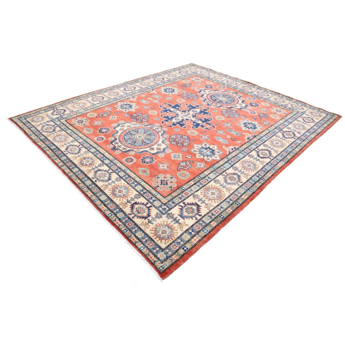 Kazak 8x10 Handmade Double Knotted Washable Wool Rug - Colorful