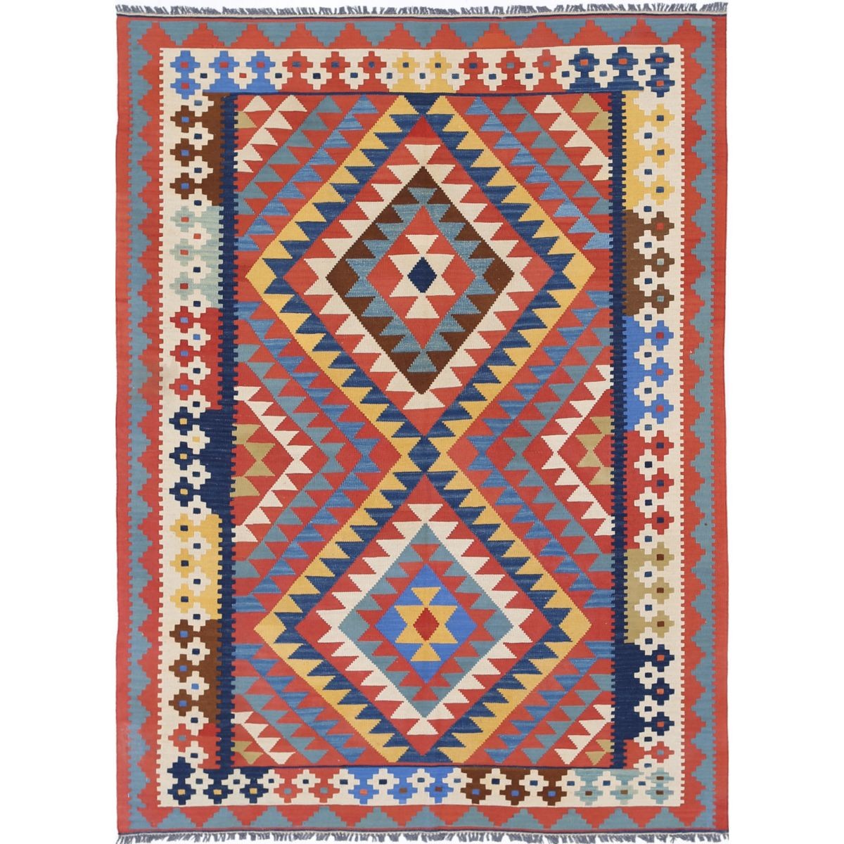 Kafkaas 5x7 Hand Woven Washable Wool Rug - Colorful
