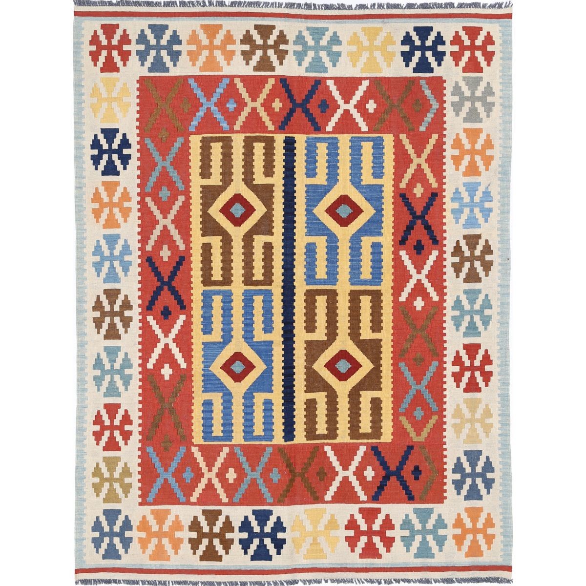 Kafkaas 5x7 Hand Woven Washable Wool Rug - Colorful