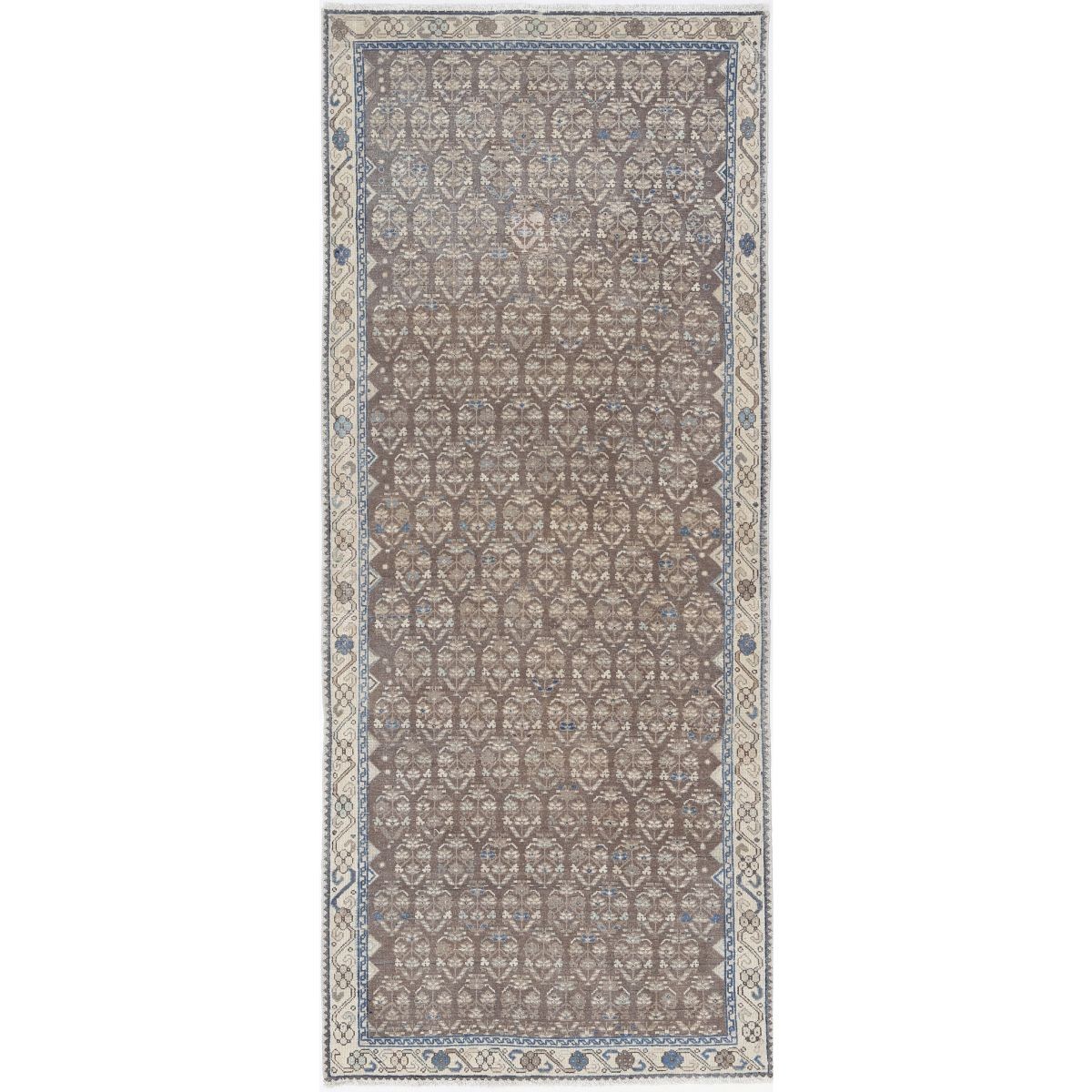 Vintage 4x10 Handmade Double Knotted Washable Wool Runner - Soft Hues