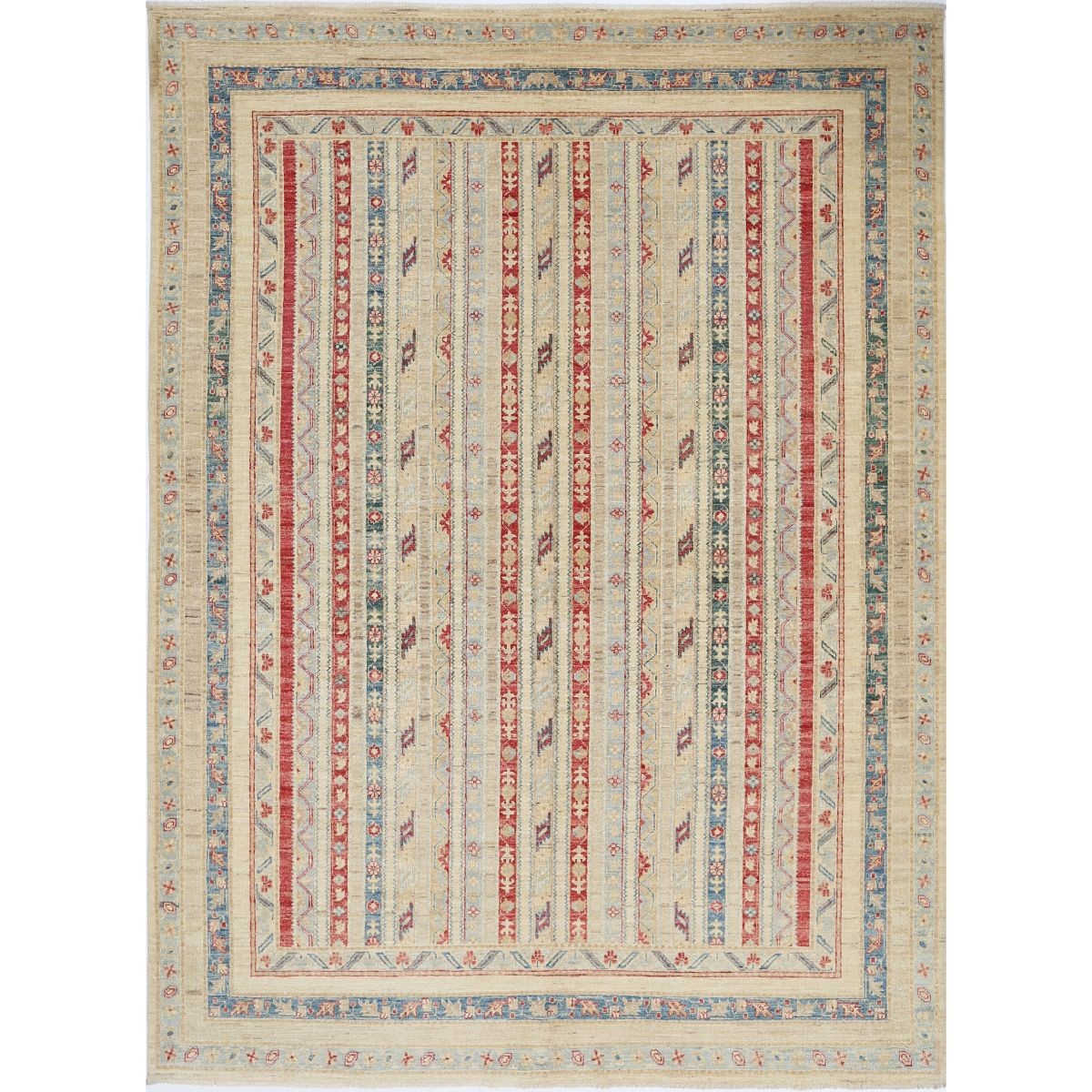 Shaal 7x10 Handmade Double Knotted Washable Wool Rug - Colorful
