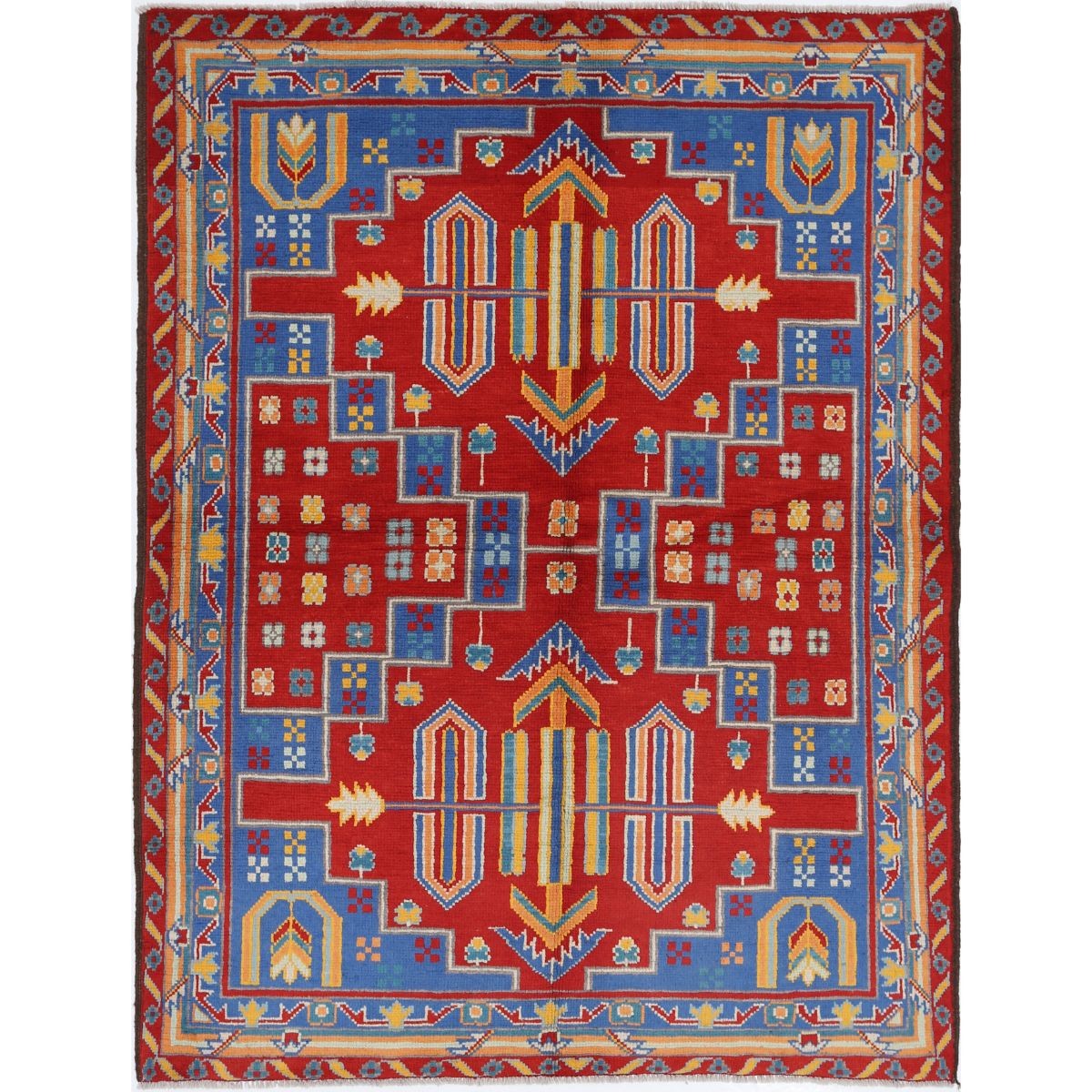 Revival 5x7 Handmade Double Knotted Washable Wool Rug - Colorful