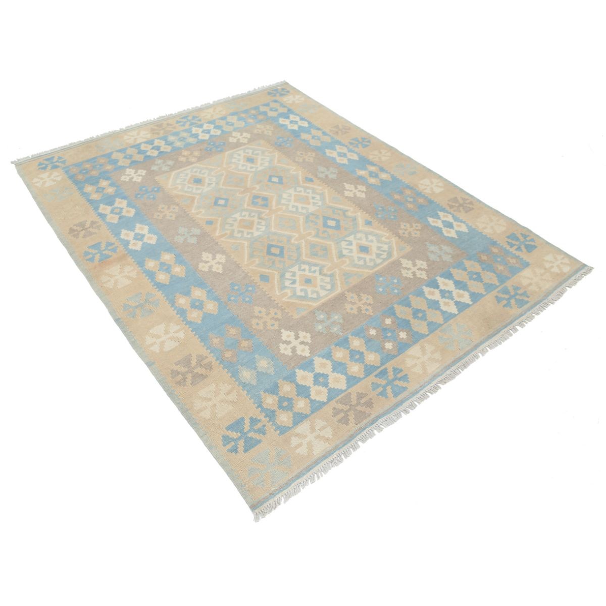 Kafkaas 5x7 Hand Woven Washable Wool Rug - Soft Hues