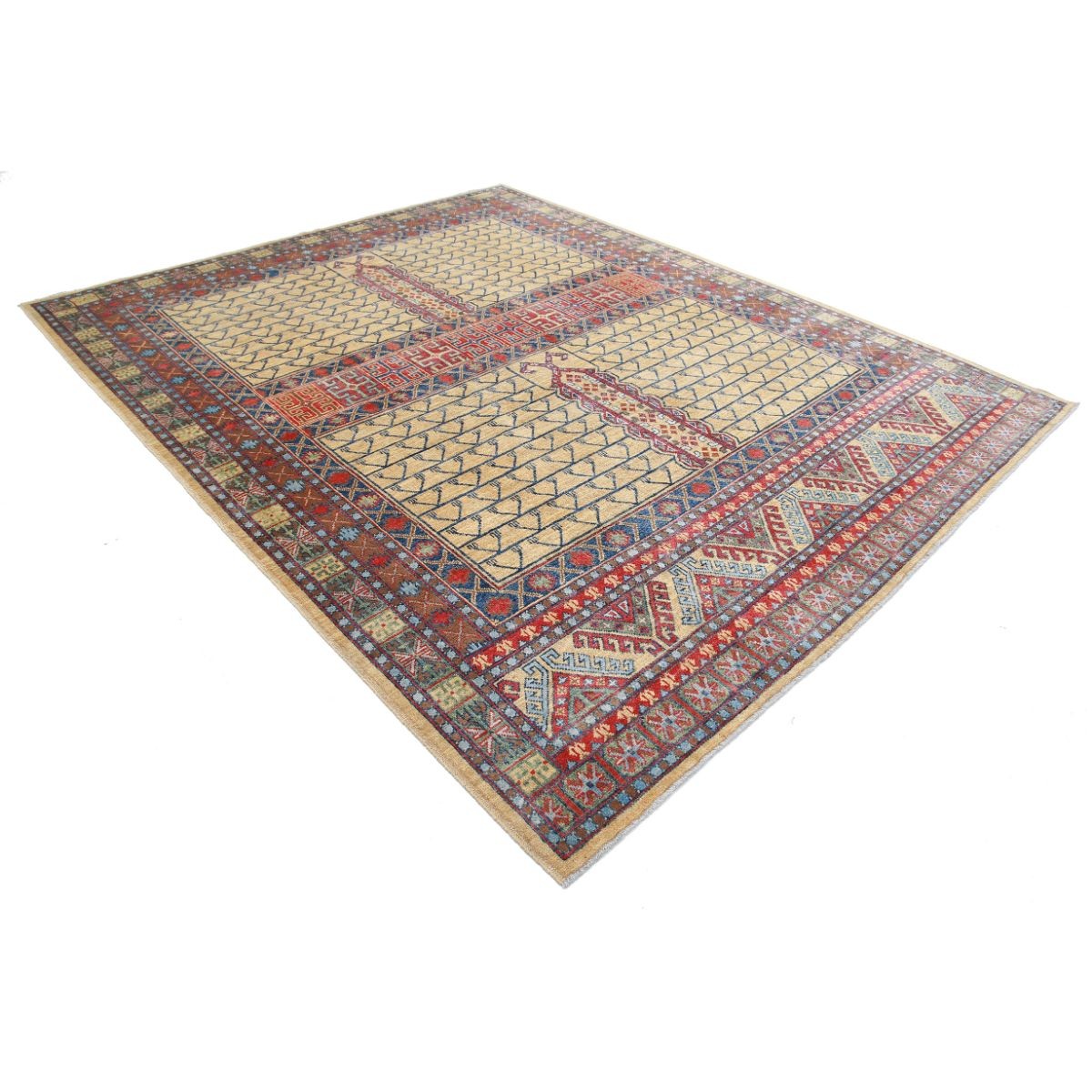 Revival 8x10 Handmade Double Knotted Washable Wool Rug - Colorful