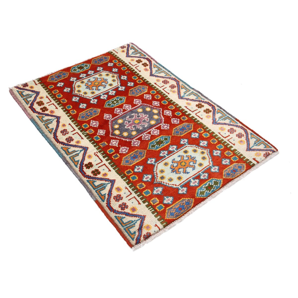 Revival 3x4 Handmade Double Knotted Washable Wool Rug - Colorful