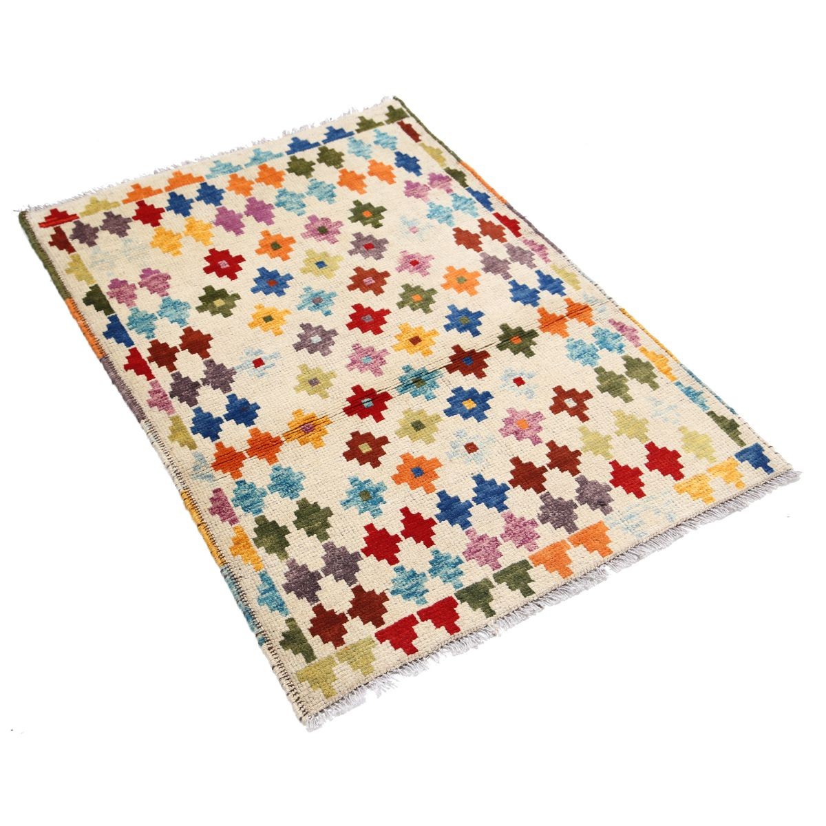 Revival 3x4 Handmade Double Knotted Washable Wool Rug - Colorful