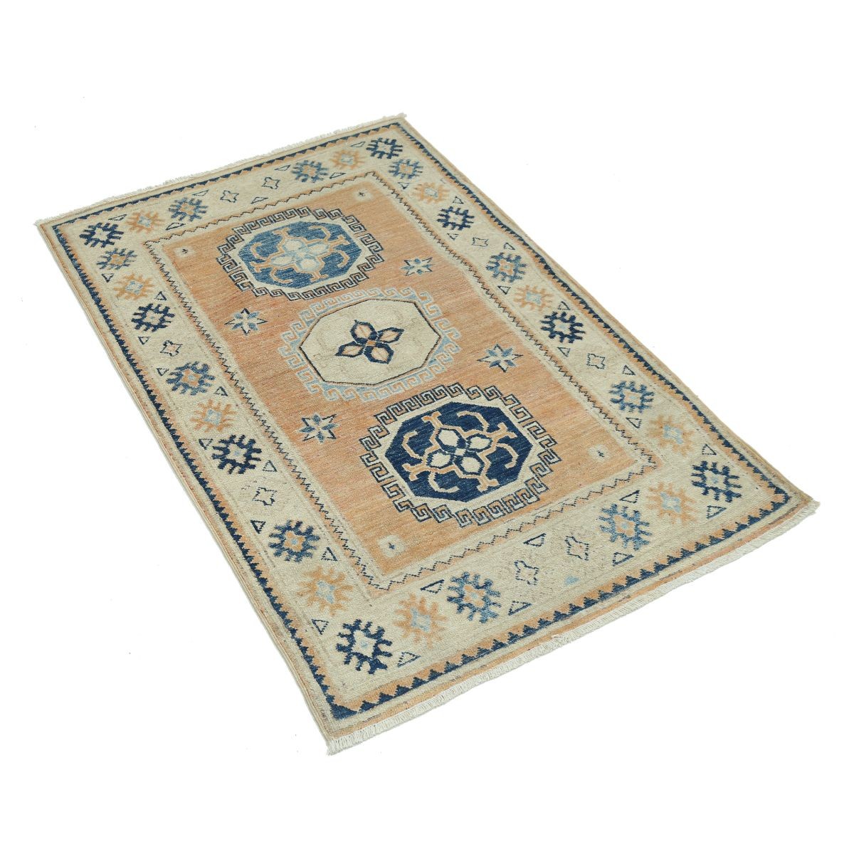 Kazak 3x4 Handmade Double Knotted Washable Wool Rug - Colorful