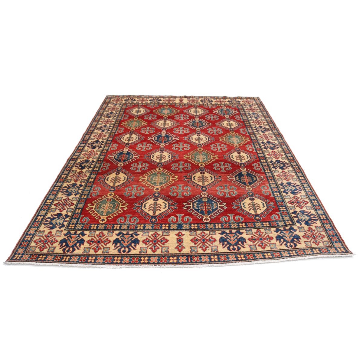 Kazak 7x9 Handmade Double Knotted Washable Wool Rug - Colorful