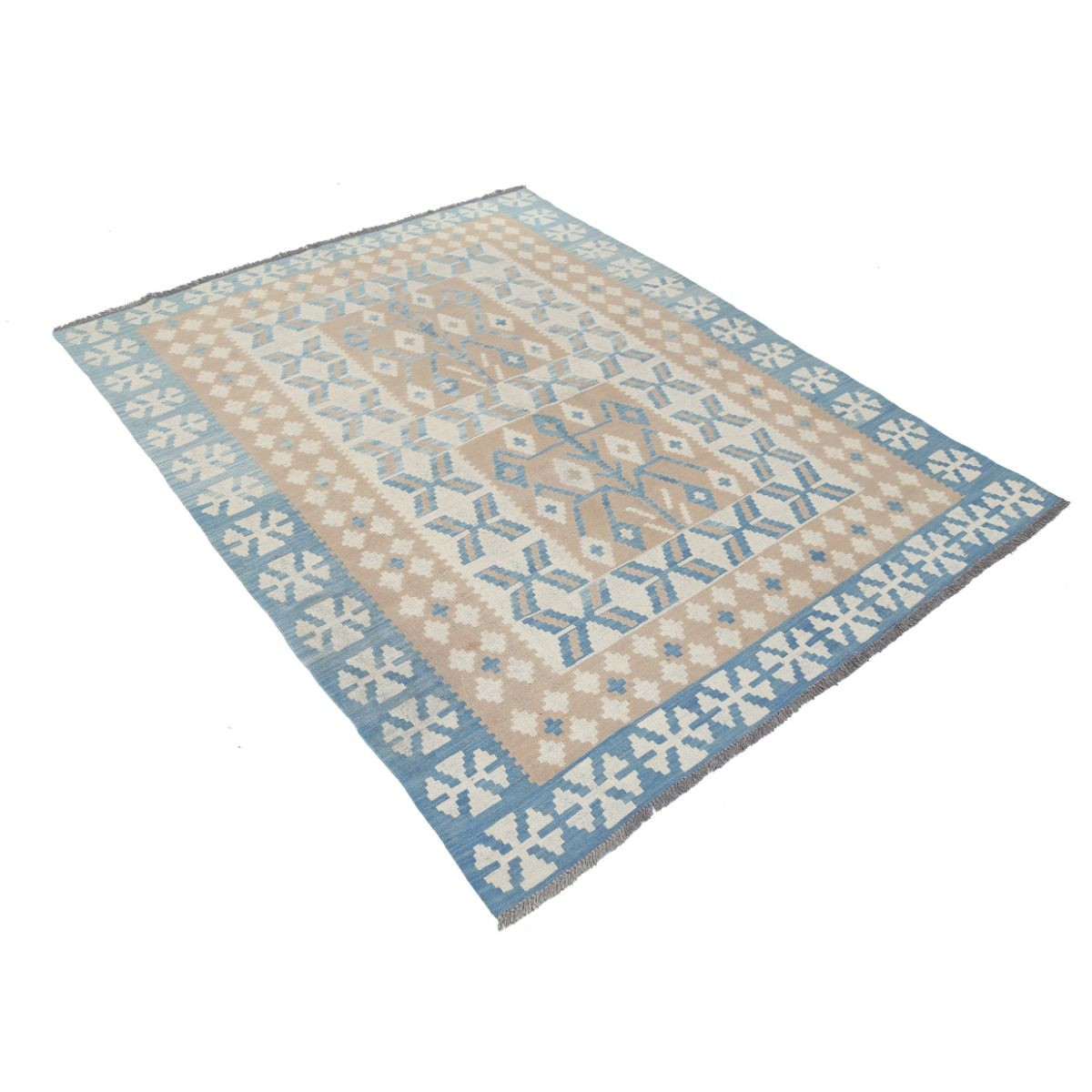 Kafkaas 5x7 Hand Woven Washable Wool Rug - Soft Hues