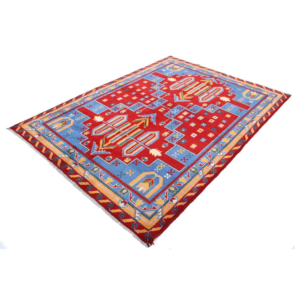 Revival 6x8 Handmade Double Knotted Washable Wool Rug - Colorful