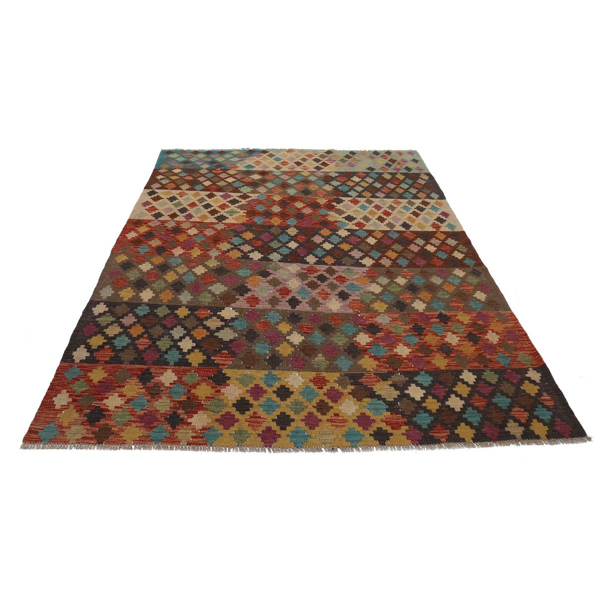 Maimana 6x8 Hand Woven Washable Wool Rug - Colorful