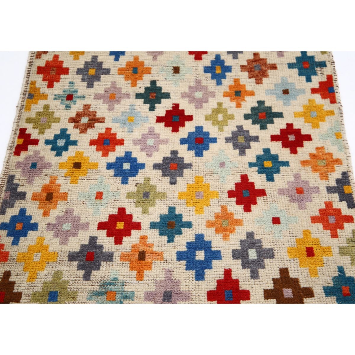 Revival 3x3 Handmade Double Knotted Washable Wool Rug - Colorful