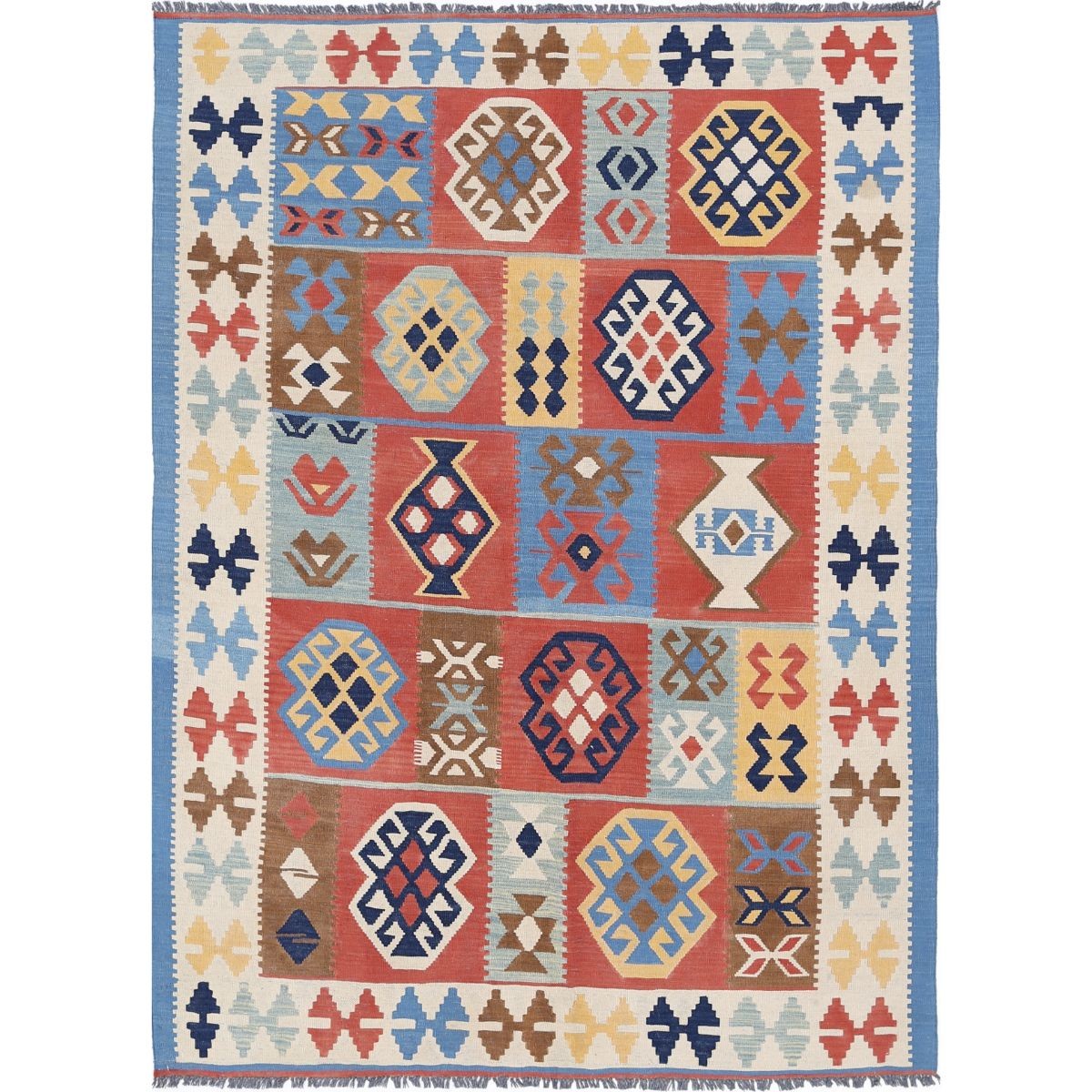 Kafkaas 5x7 Hand Woven Washable Wool Rug - Colorful