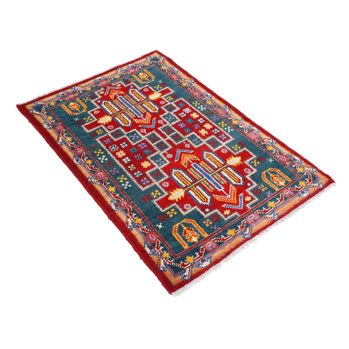 Revival 3x4 Handmade Double Knotted Washable Wool Rug - Colorful