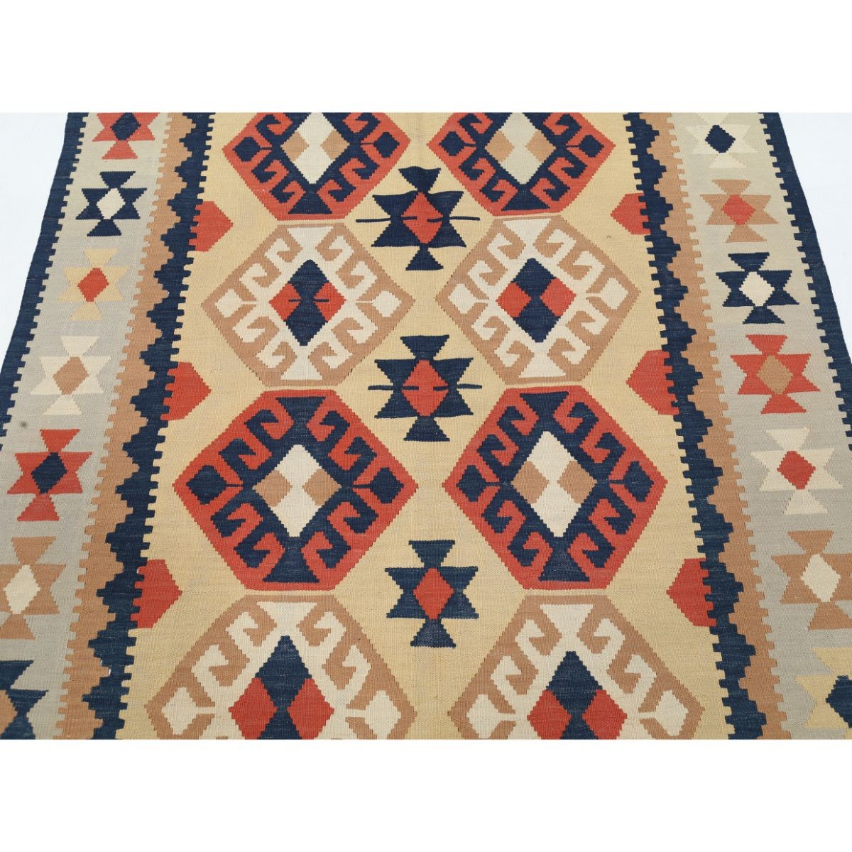 Kafkaas 5x6 Hand Woven Washable Wool Rug - Colorful