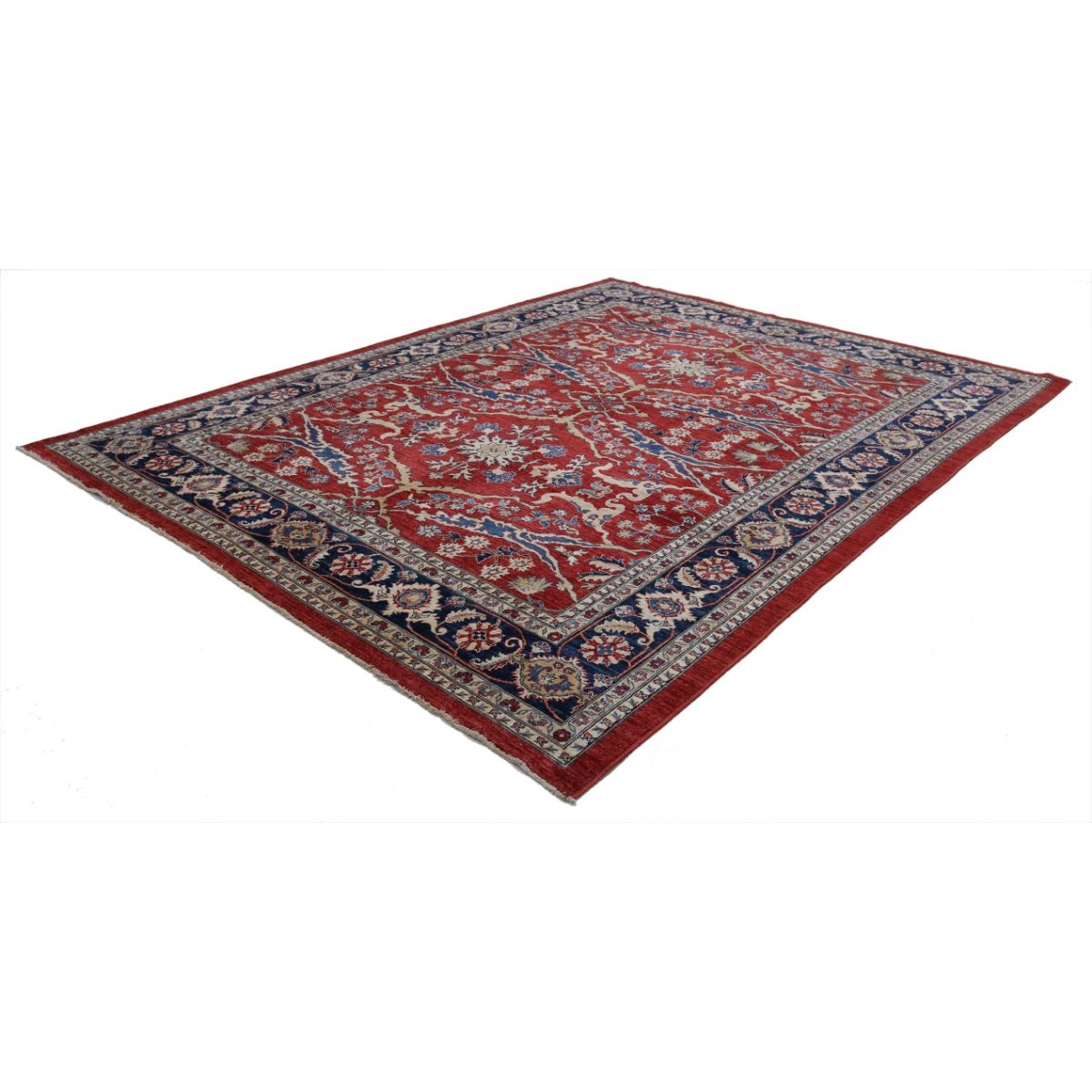 Heriz 9x12 Handmade Double Knotted Washable Wool Rug - Colorful