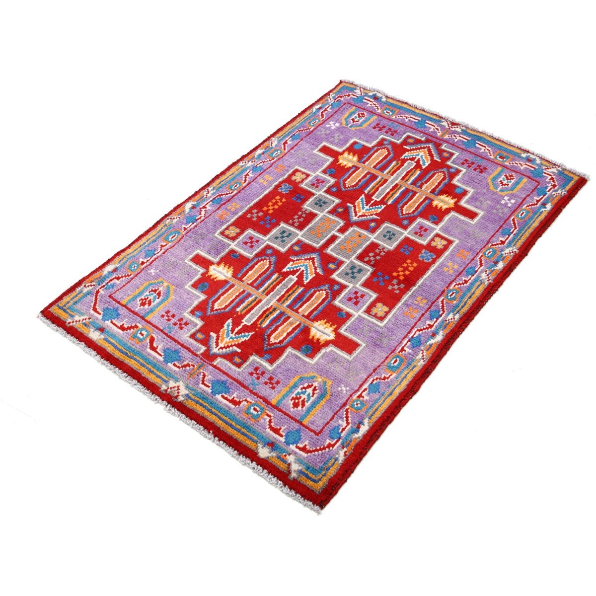 Revival 3x4 Handmade Double Knotted Washable Wool Rug - Colorful